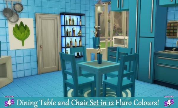  Mod The Sims: Dining Table and Chair Set in 12 Fluro Colours by wendy35pearly