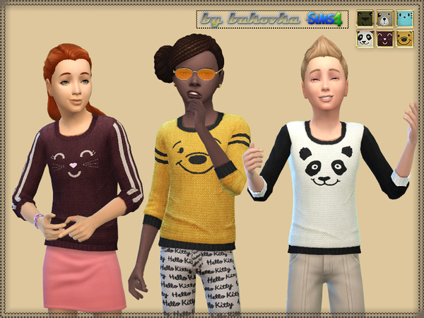  The Sims Resource: Sweater Faces Animals by Bukovka
