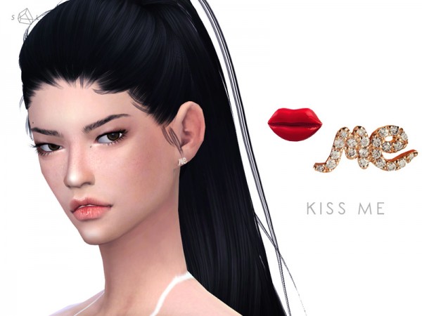  The Sims Resource: Earrings   KISS ME by Starlord