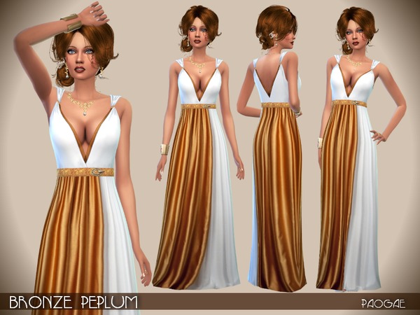  The Sims Resource: Bronze Peplum dress by Paogae