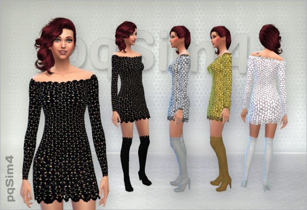  PQSims4: Set of crochet dress and boots