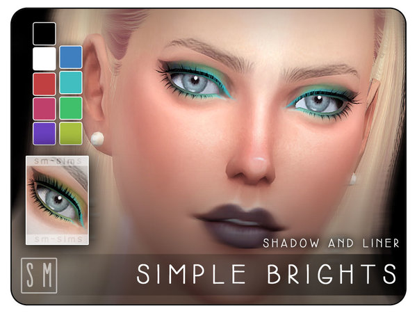  The Sims Resource: Simple Brights   Eyeliner and Shadow by Screaming Mustard