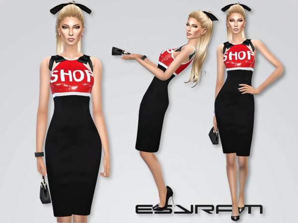  The Sims Resource: Sequin Embellished Shop Dress by EsyraM