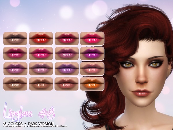  The Sims Resource: Lipgloss 8   Dark Version by Aveira