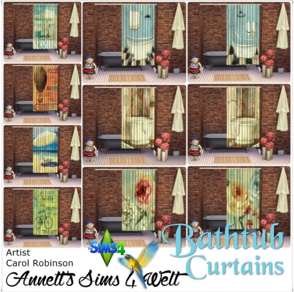  Annett`s Sims 4 Welt: Bathtub Curtains with Carol Robinson Pictures