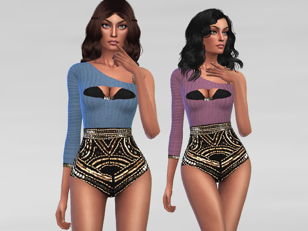  The Sims Resource: One Shoulder Bodysuit by Puresim