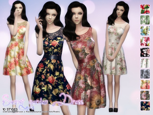  The Sims Resource: Secret garden dress by Aveira