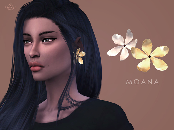  The Sims Resource: Single Flower Earring   MOANA by Starlord