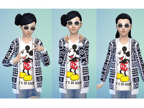  The Sims Resource: Mickey Mouse Fall Cardigan by Pinkzombiecupcake