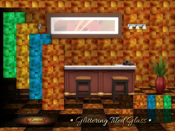  The Sims Resource: Glittering Tiled Glass by Emerald