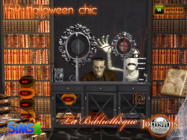  The Sims Resource: Halloween chic set la bibliotheque by jomsims