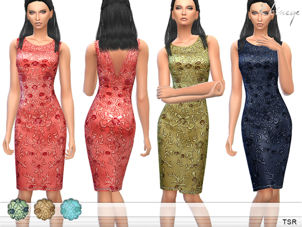  The Sims Resource: Flower Embellished Dress by ekinege