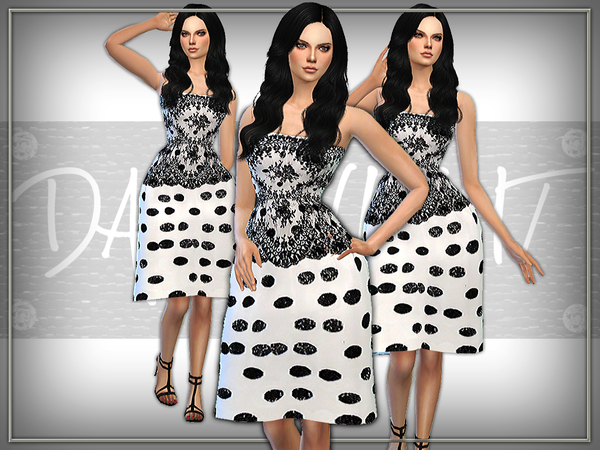  The Sims Resource: Embellished Lace Dress by DarkNighTt