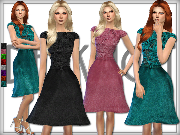  The Sims Resource: Lace Paneled Silk Dress by DarkNighTt