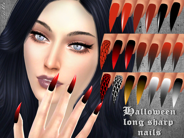  The Sims Resource: Halloween sharp long nails by Sintiklia
