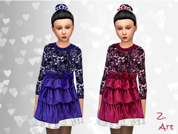 The Sims Resource: Satin Roses dress by Zuckerschnute20