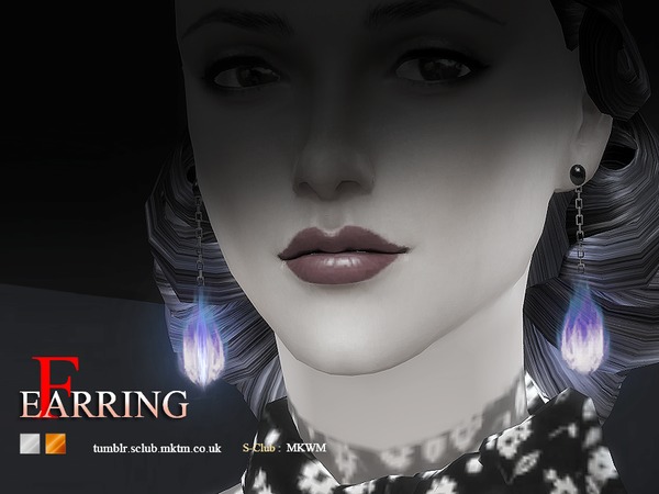  The Sims Resource: MK&WM Flamme Earrings by S Club