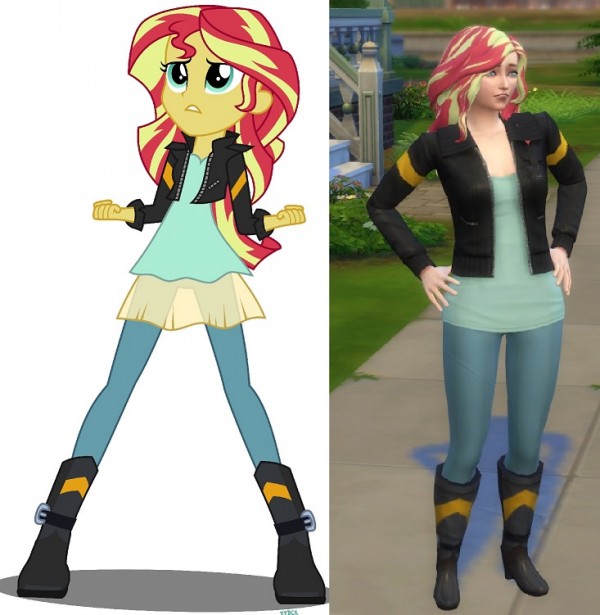  Mod The Sims: The Friendship Games Sunset Shimmer hair, clothes, and shoes by ladyyunachi