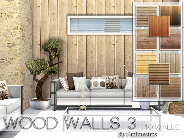  The Sims Resource: Wood Walls 3 by Pralinesims