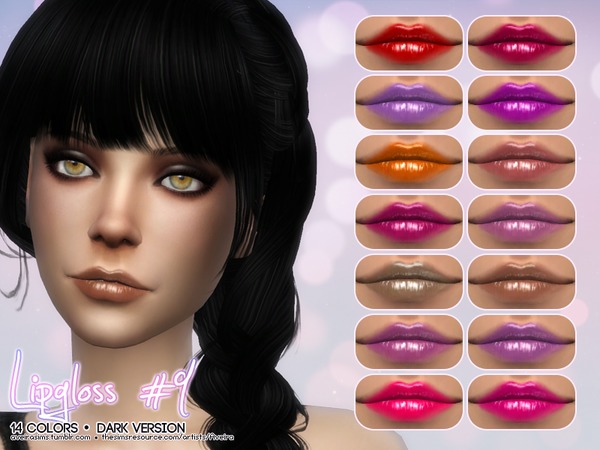  The Sims Resource: Lipgloss 9   Dark Version by Aveira