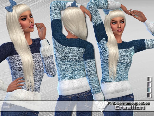  The Sims Resource: Snowflake Gradient Sweater by Pinkzombiecupcakes