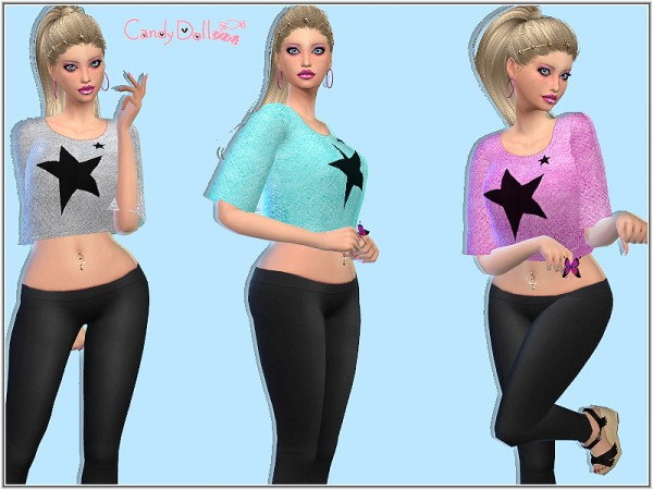  The Sims Resource: Candy Doll Star Tee by DivaDelic06