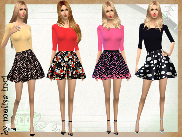  The Sims Resource: Color Block Floral Dress by Melisa inci