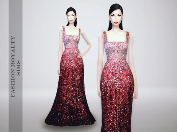  The Sims Resource: Elie Saab Fall 2014   Ombre Dress by Fashion Royalty Sims