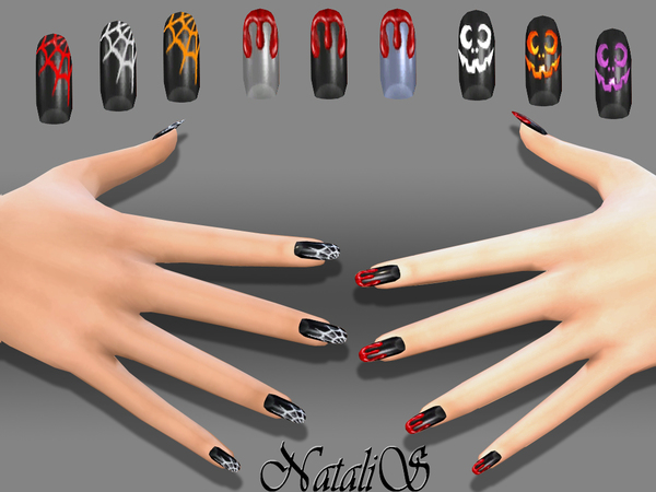  The Sims Resource: Halloween nails art by NataliS