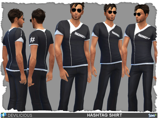  The Sims Resource: HashTag Shirt by Devilicious