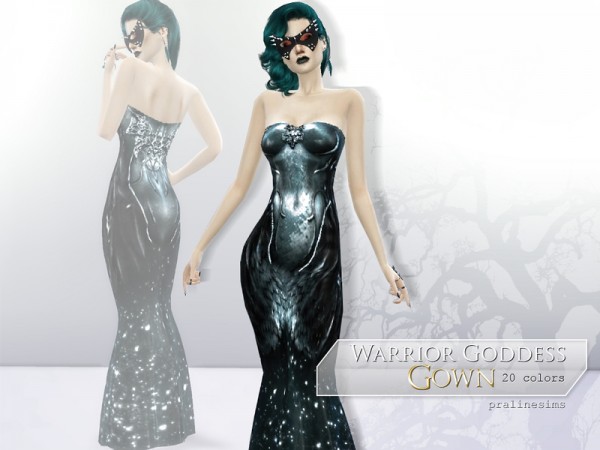  The Sims Resource: Warrior Goddess Gown   2 Versions by Pralinesims