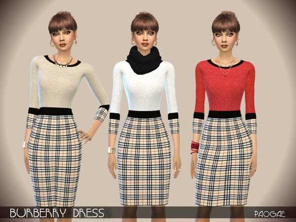  The Sims Resource: Burberry Dress by Paogae