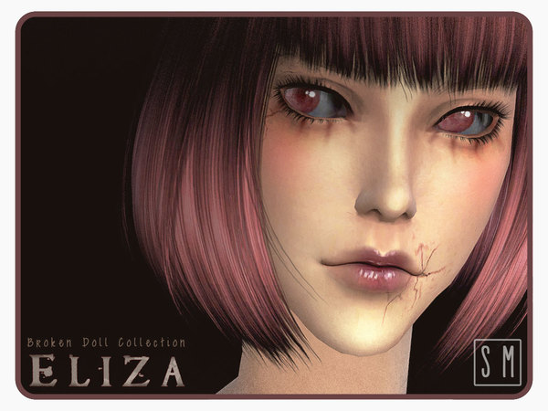  The Sims Resource: Eliza    Broken Doll Makeup Collection by Screaming Mustard