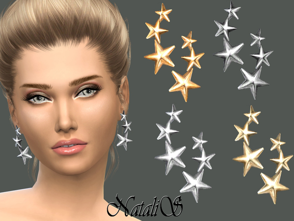  The Sims Resource: Three stars earrings by NataliS