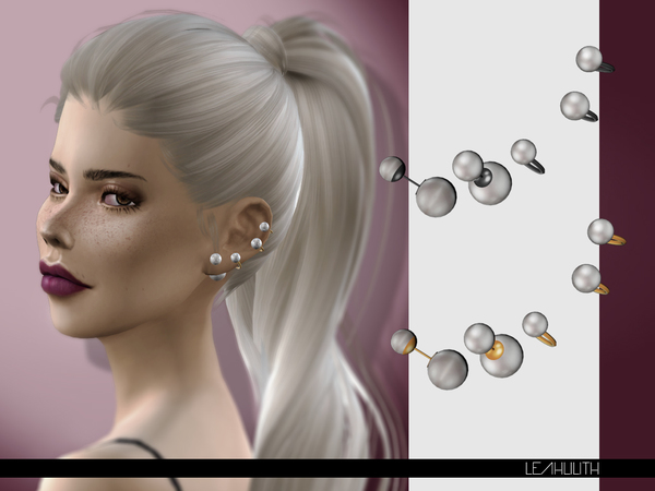  The Sims Resource: Perla Earrings by LeahLilith