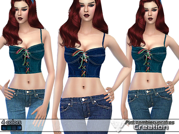  The Sims Resource: Lee Classic Jeans Bustier by Pinkzombiecupcake