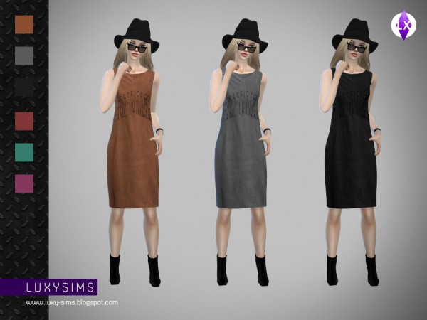  LuxySims: Fringed dress