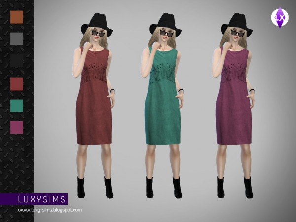  LuxySims: Fringed dress