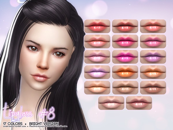  The Sims Resource: Lipgloss 8   Bright Version by Aveira