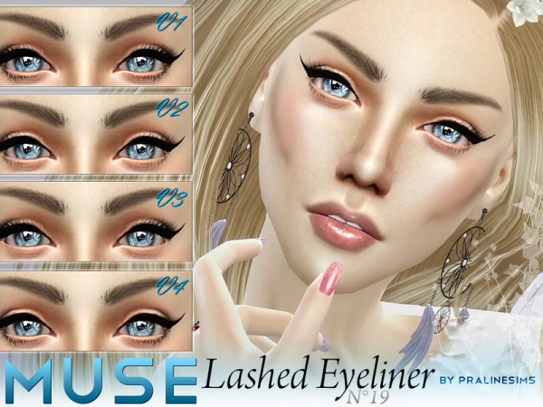  The Sims Resource: Muse   Lashed Eyeliner 4 Styles   N19 by Pralinesims