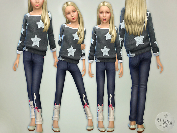 The Sims Resource: Sweet Cat Denim Jeans by lillka