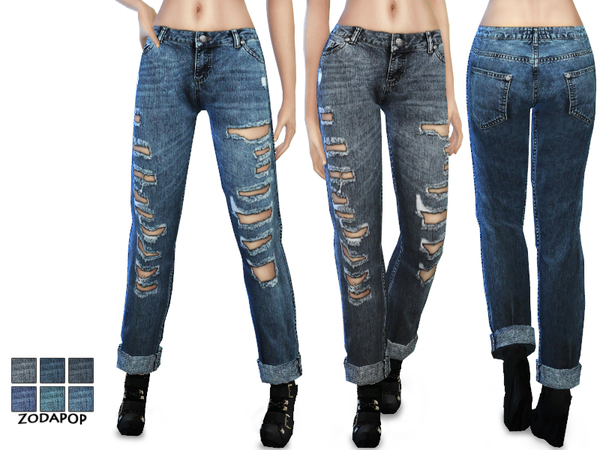  The Sims Resource: Mid Wash Boyfriend Jeans by Zodapop