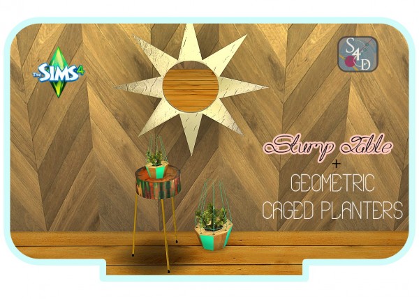  Sims 4 Designs: Plants Series Vol.2: Geometric Caged Planters + Stump Table