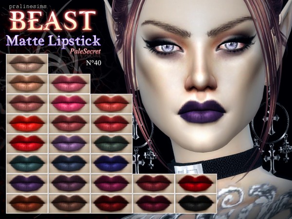  The Sims Resource: BEAST Matte Lipstick 25 Colors   N40 by Pralinesims