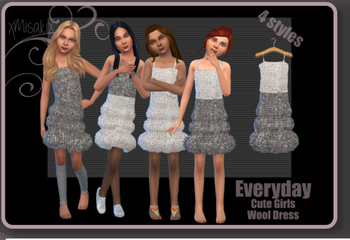  Xmisakix sims: Cute Girls Wool Dress