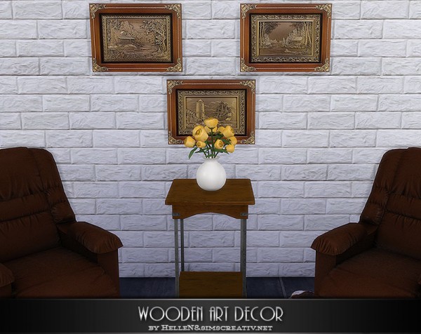  Sims Creativ: Wooden art decor by HelleN