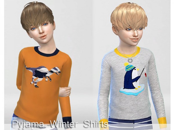  The Sims Resource: Winter Pyjama Set for Boys by Pinkzombiecupcake