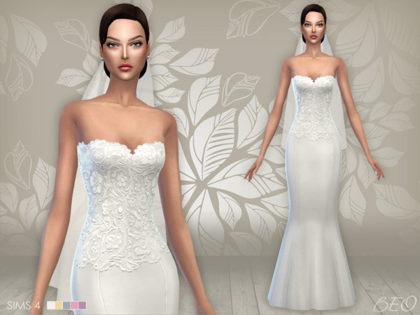 BEO Creations: Wedding dress 02 and veil • Sims 4 Downloads
