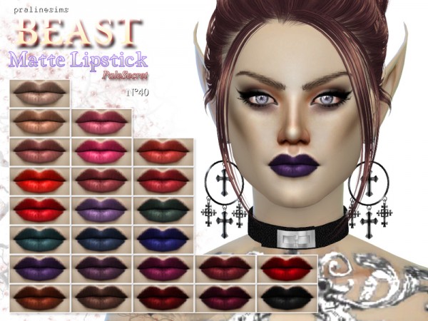  The Sims Resource: BEAST Matte Lipstick 25 Colors   N40 by Pralinesims