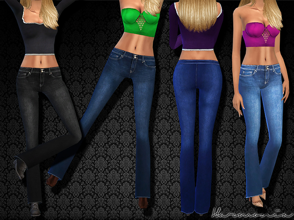  The Sims Resource: Girl Next Door Flared Jeans by Harmonia